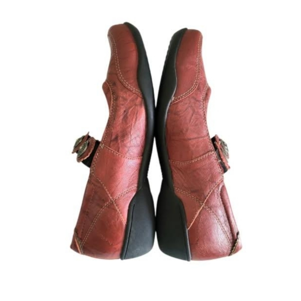 TAOS Leather Red Black Mary Jane Slip On Walk Skirt Casual Loafer Shoe Women 7 - Picture 5 of 13
